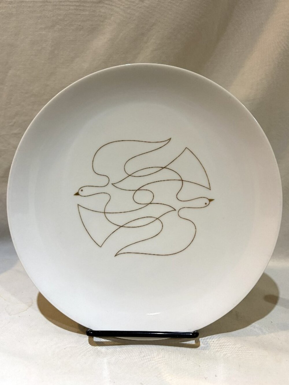 Arzberg Jean Luce Two Doves Golden Swallow Plate Germany 10" EUC